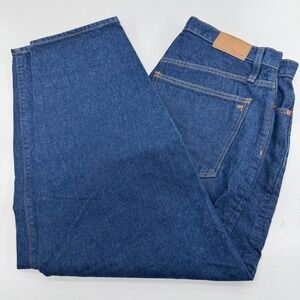 Madwell High Rise Baggy Straight Jeans Blue 100% Cotton Womens SIZE 30 x 26